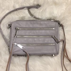 Rebecca Minkoff Grey Moto Three Zip Crossbody Bag